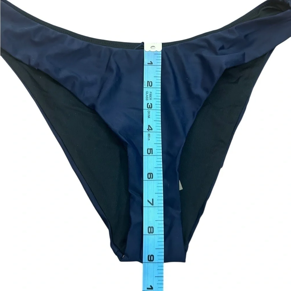 J. Crew Solid Navy Curved-Waist Cheeky Bikini Bottom Women’s Sz Medium BC125 NWT